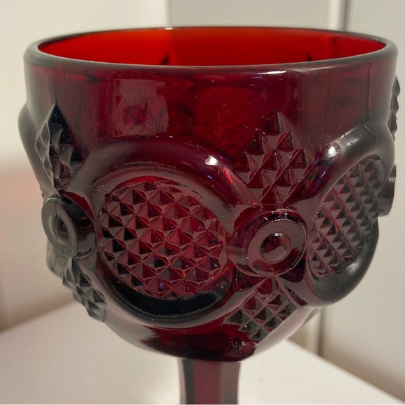Vintage Avon water Goblet ruby red Glass 1876 Cape Cod design 6” tall - Picture 5 of 9